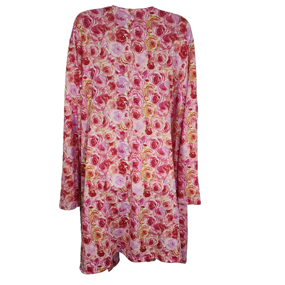 LuLaRoe Caroline Cardigan Sweater Women 3XL Pink Rose Floral Pockets Long Sleeve - Picture 2 of 8